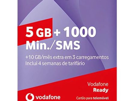 Pack Cartão Vodafone Ready 5GB +1000 Minutos  SMS - 2024 Hot on Sale