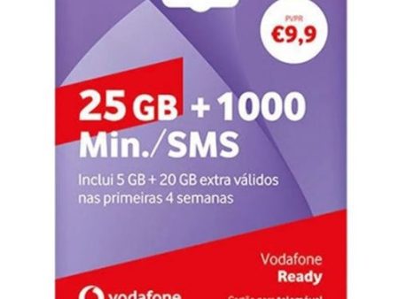 Pack Cartão Vodafone Ready 25GB + 1000 Minutos   SMS - 2024 Online