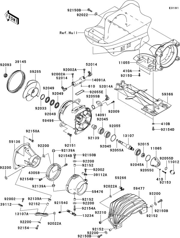 Kawasaki ULTRA300X 12 OEM section (Jet-Pump) parts Used  [K3911-46] Sale